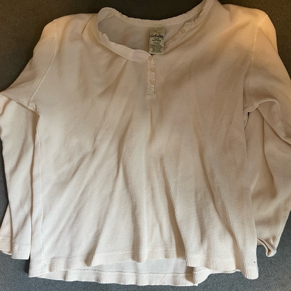 Cabela's Cream Long Sleeve Tee Soft Cotton Blend